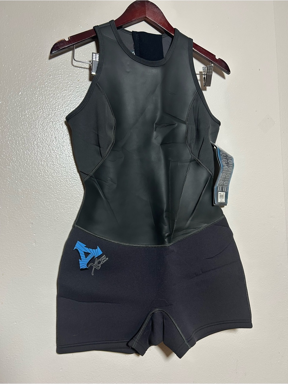 XCEL Women's Black Shorty Neoprene Wetsuit Suit - Black with Blue Logo Size 10